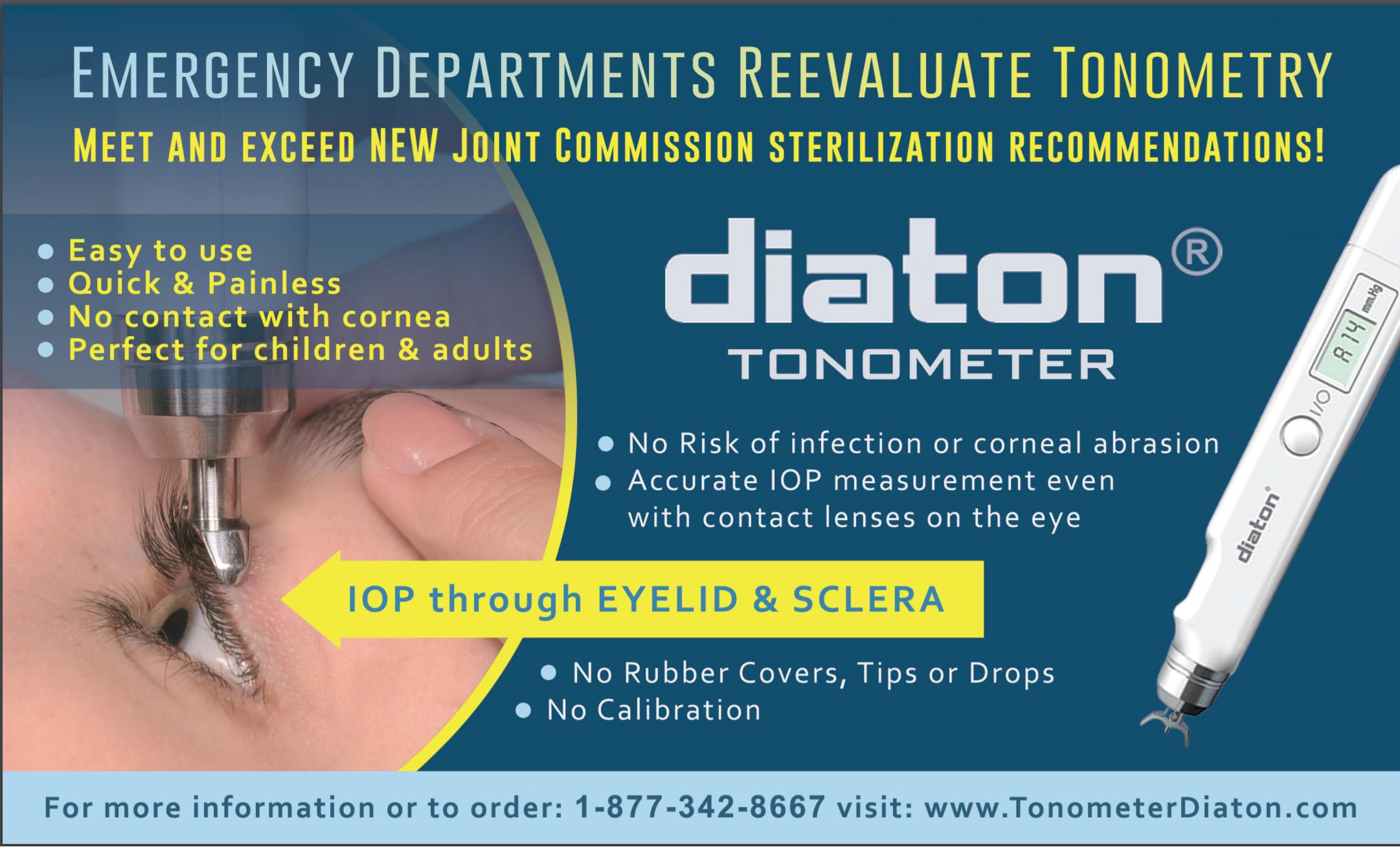 IOP THROUGH EYELID – ED’s ARE SHIFTING TO THIS TECHNOLOGY FOR INFECTION CONTROL AND ACCURACY: