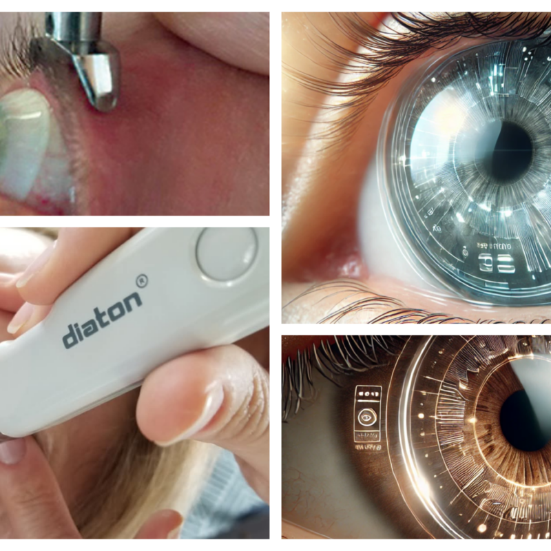 Smart contact lenses and Diaton tonometer for intraocular pressure measument glaucoma eye test