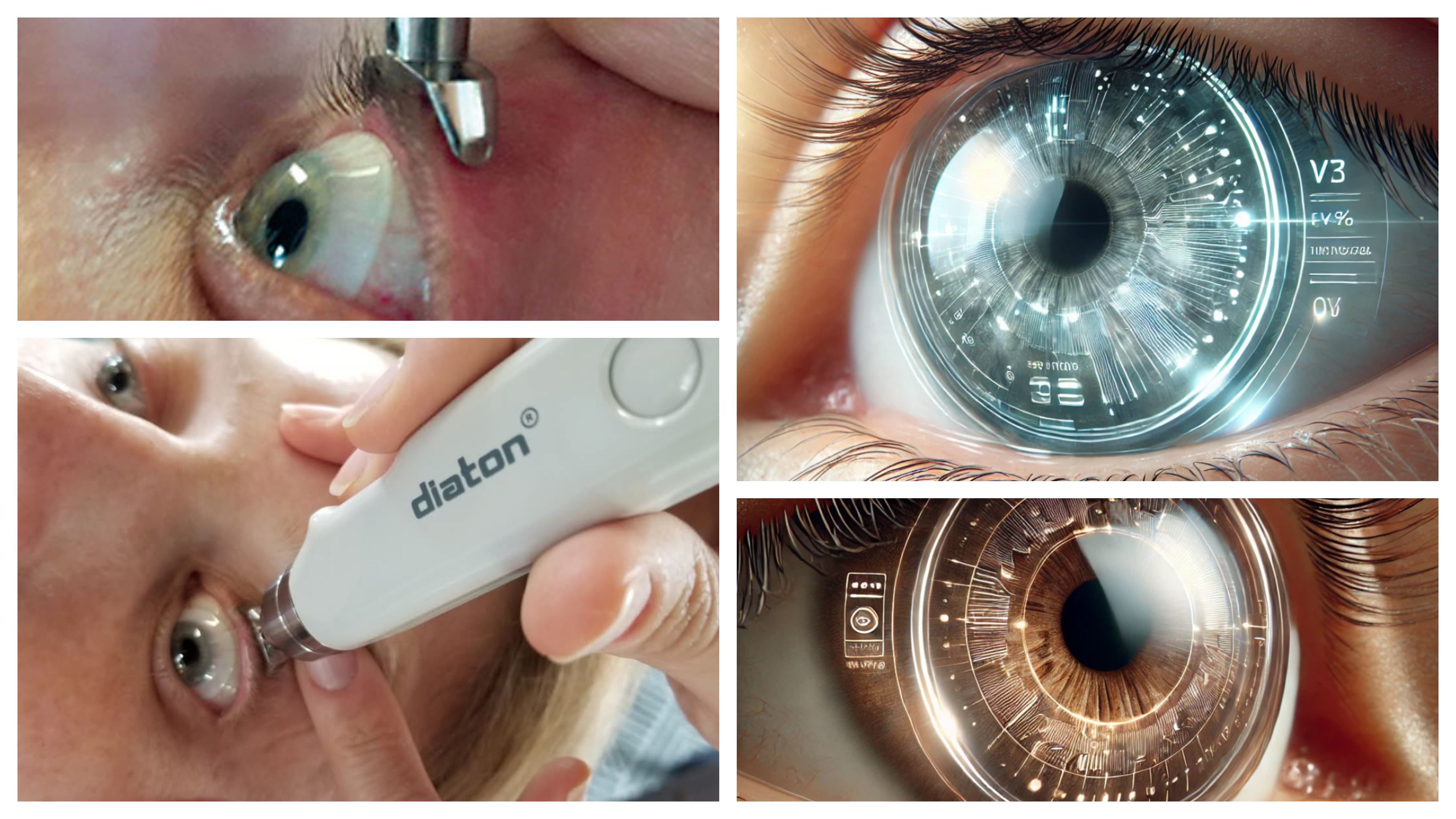 Smart contact lenses and Diaton tonometer for intraocular pressure measument glaucoma eye test