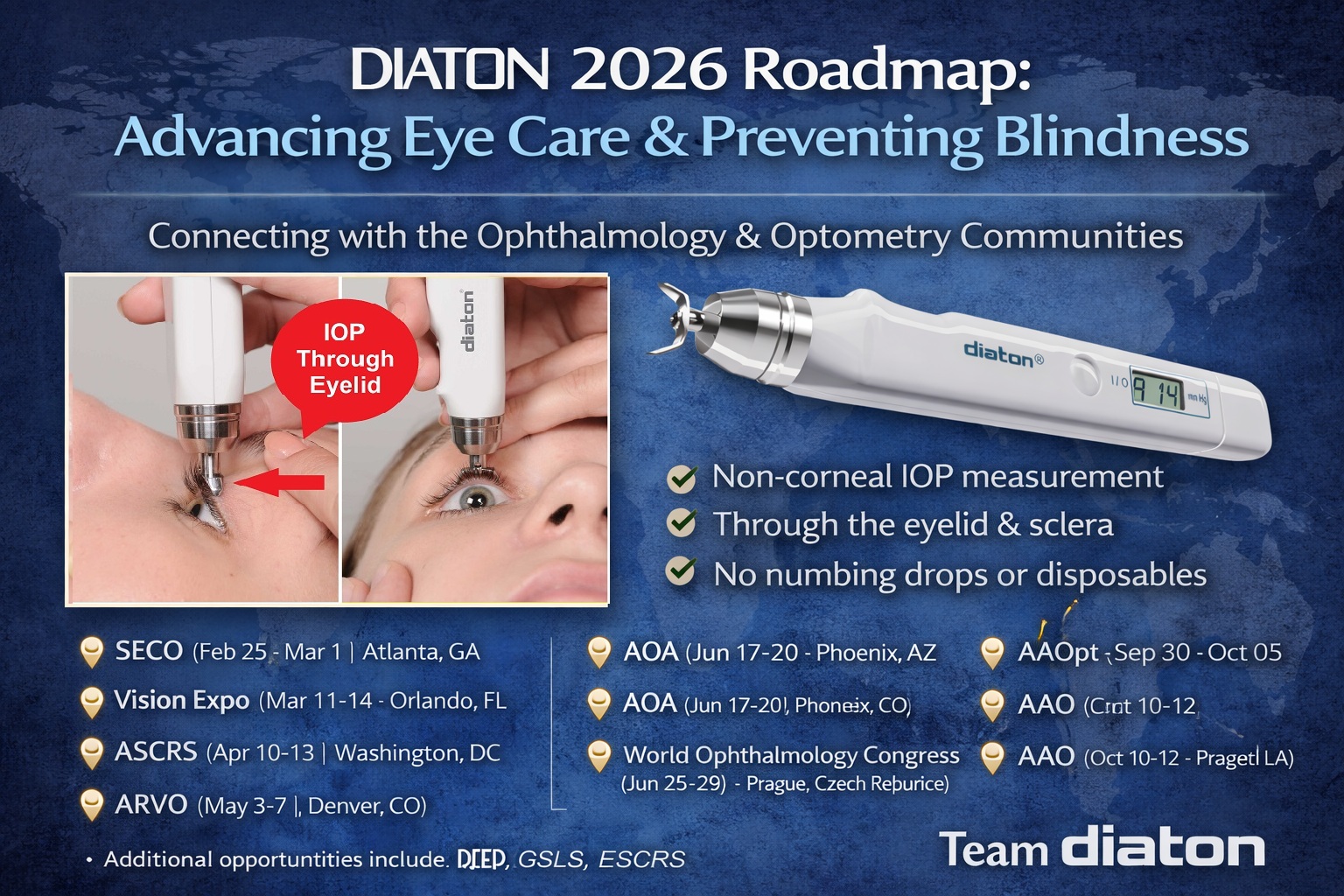 Diaton tonometer 2026 road map optometry ophthalmology events